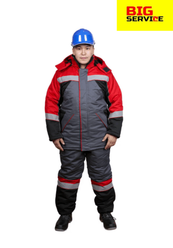 Костюм рабочий мужской зимний «Памир» цвет серый/черный/красный